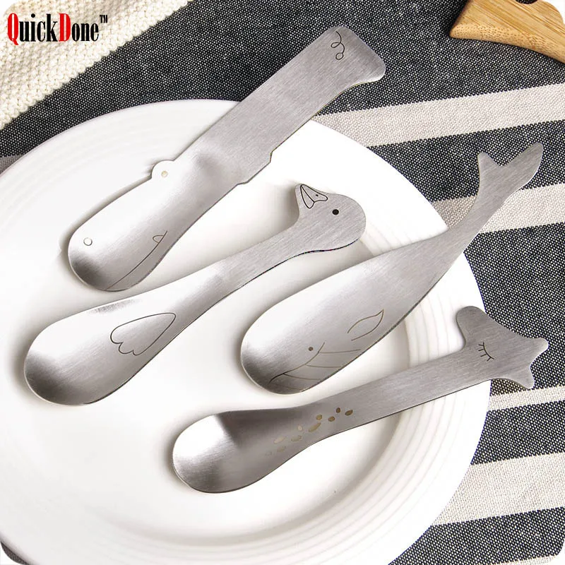 Детские Ложки QuickDone из нержавеющей стали серебристые милые Мультяшные детские