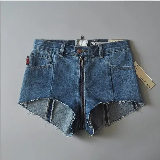 Шорты женские джинсовые средней посадки хлопковые с эффектом пуш ап на молнии