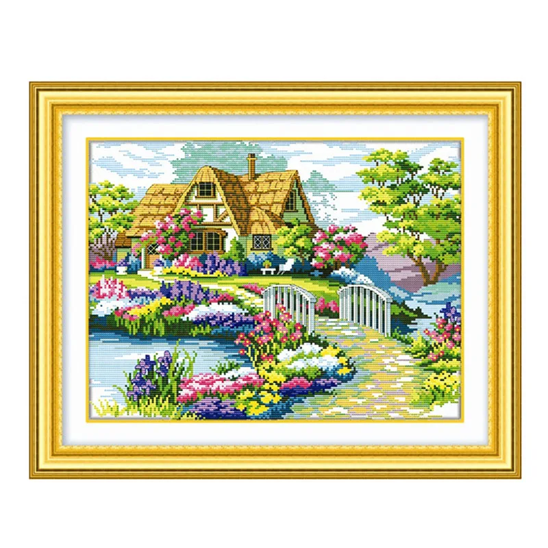 56x45 см Счетный принт вышивка крестом Набор рукоделия DIY красивый дом|printed cross