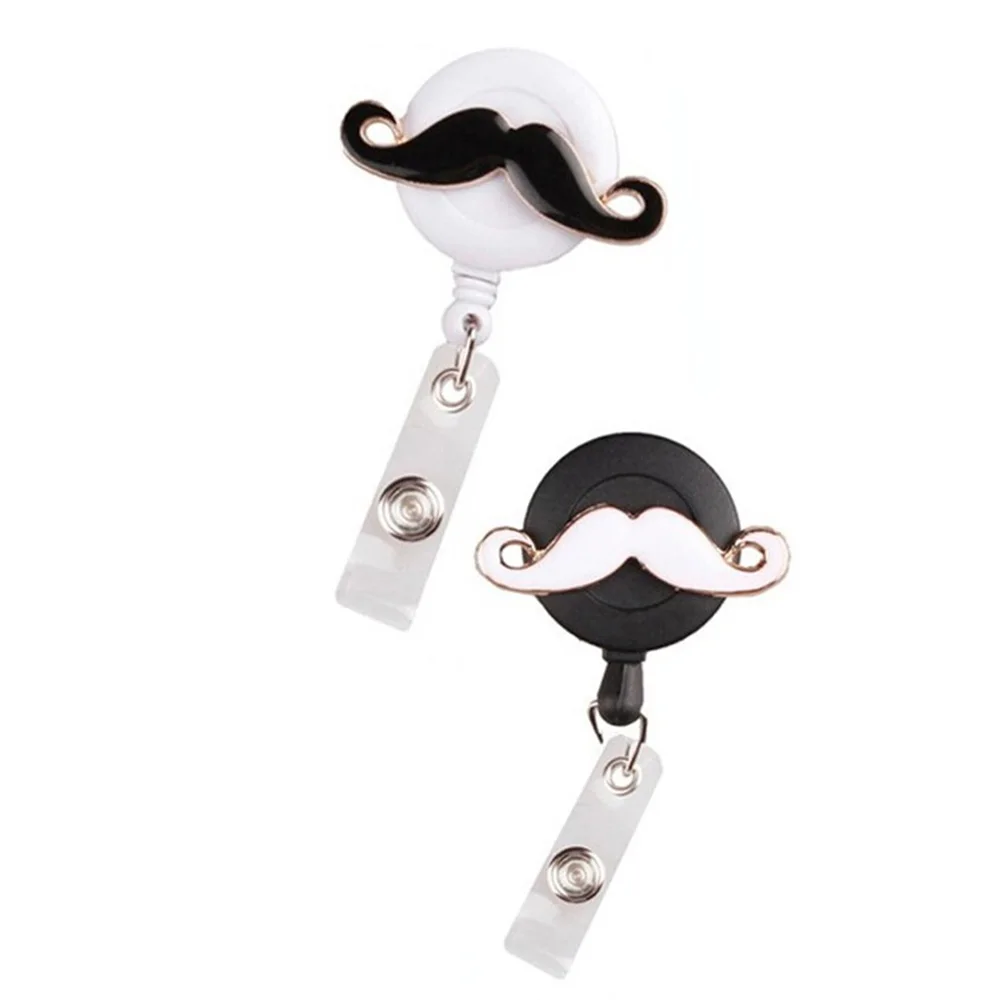 

10pcs/lot Enamel Moustache Shape ID card yoyo Pull Badge Reel Holder Nurse Name Badeg Reel