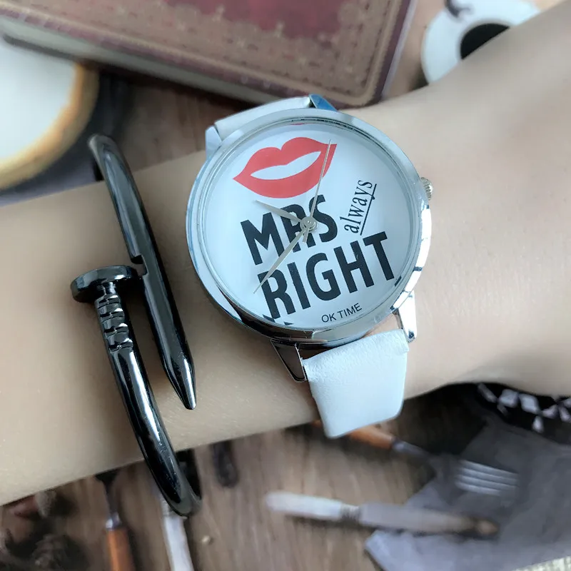 2017 новое поступление оригинальные дизайнерские часы MR RIGHT & MRS для студентов