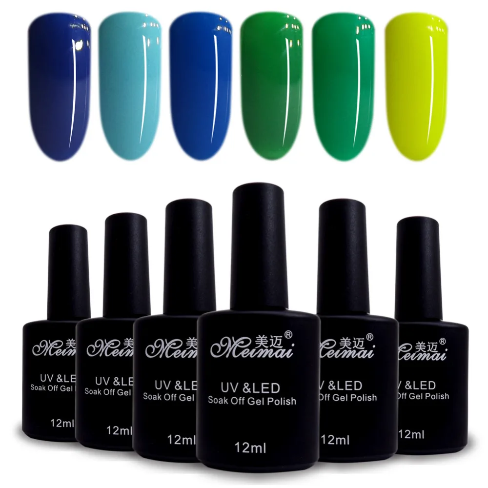 6 Piece 12ml Nails Color Gel Polish Base and Top Coat Artist Vernis UV LED Varnish Glitter Nail Gelpolish | Красота и здоровье