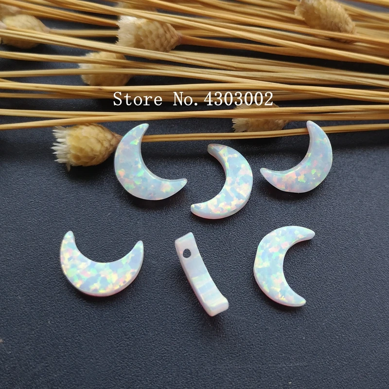 

20pcs/lot 8x11mm op17 white Synthetic Moon Cut Opal Stone Moon Fire Opal for DIY Jewelry