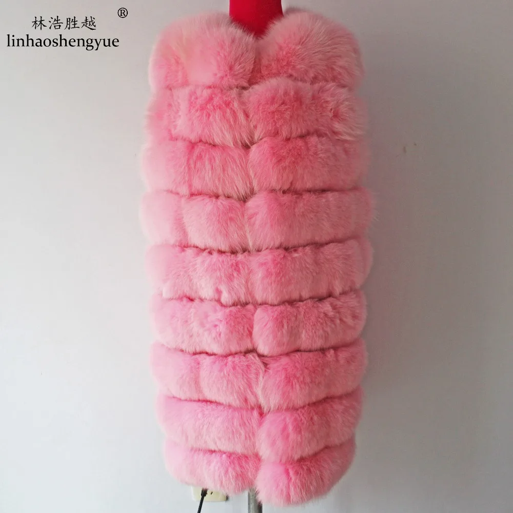 Linhaoshengyue  Fashion Women Real Fox Fur Women Vest 91cm Fox Fur Long Vest