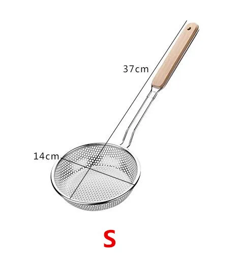 S Stainless steel flour sifter Sieve Colanders S/M/L/XL Size Fine Mesh Wire oil strainer pot Frying Basket for baking Cooking Tool - Цвет: S