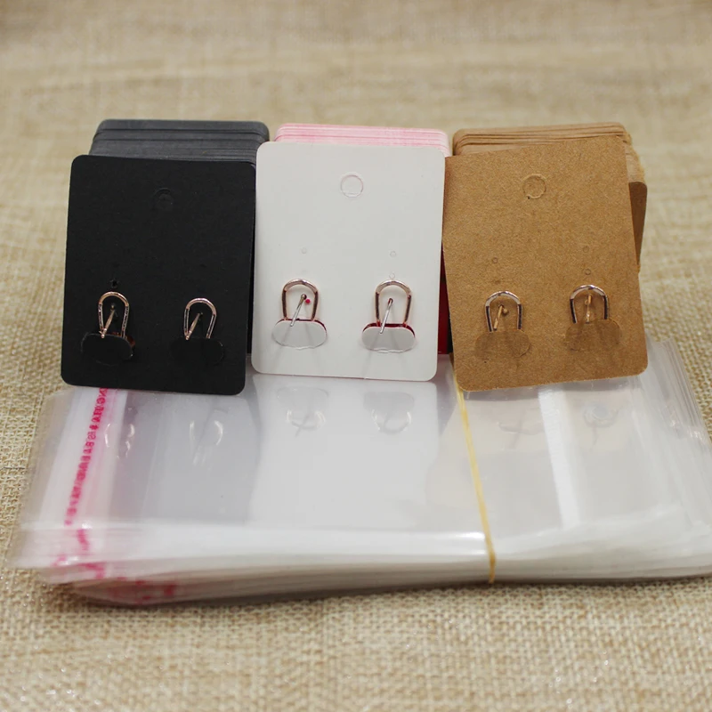 

5*4cm black/rose/kraft blank jewelry earring packing card 100pcs with 100oppbag matching for jewelry display package