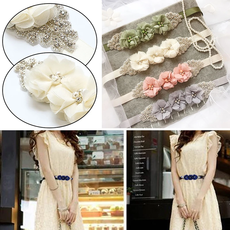 2019 New Fashion Beauty Flower Bridal Sash Rhinestone Wedding Party Bride Bridesmaid Belt Dress Streamer Girdle Waistbands Femme |
