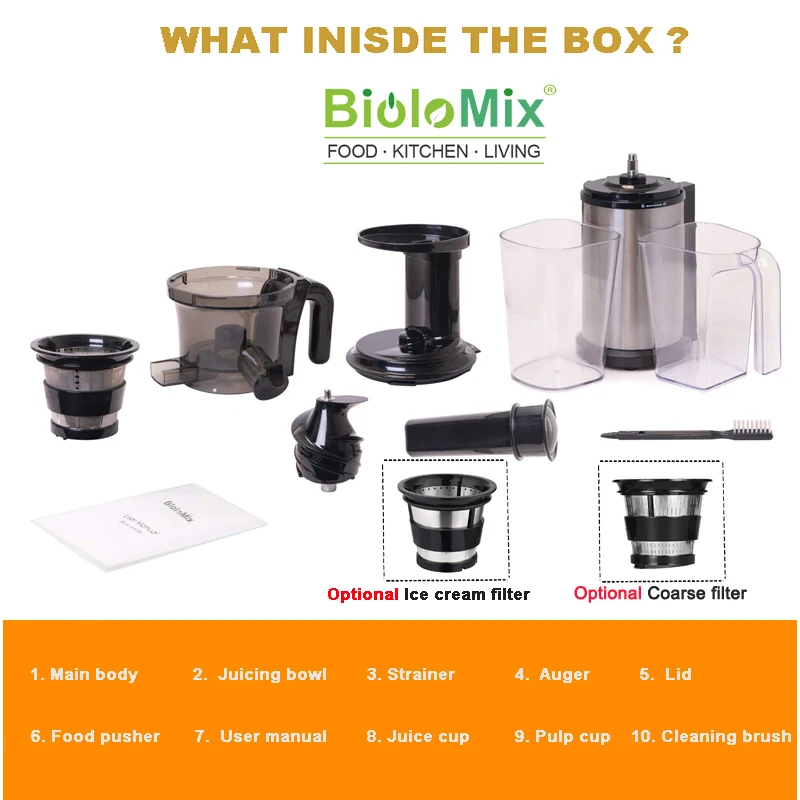 BPA FREE, 200 Вт, 40 об/мин, мастицирующая медленная соковыжималка, низкоскоростная шнековая соковыжималка для фруктов, овощей, холодного отжима, соковыжималка для фруктов из нержавеющей стали