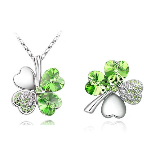 Австрийский Кристалл Клевер 4 листья очарование кулон модное ожерелье брошь