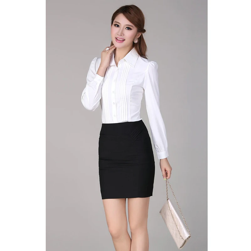 5xl размера плюс женская блузка 2020 плиссированный chemise femme с пышными рукавами белая