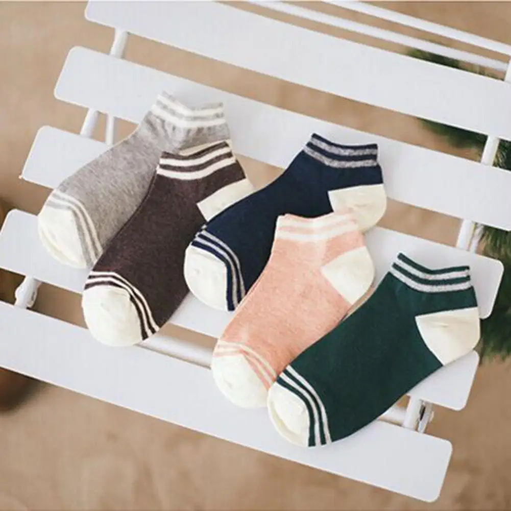 Хлопковые незаметные носки в полоску шелковистые мягкие Нескользящие милые