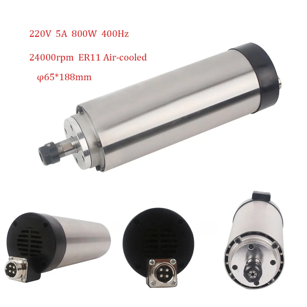 0.8KW 220V 5A 65*188mm 0.33NM 400HZ 24000rpm ER11 High Speed Spindle Motor+VFD for Woodworking Engraving | Инструменты