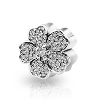 hot sale silver color charm bead fashion daisy full crystal beads for original pandora charm bracelets bangles jewelry