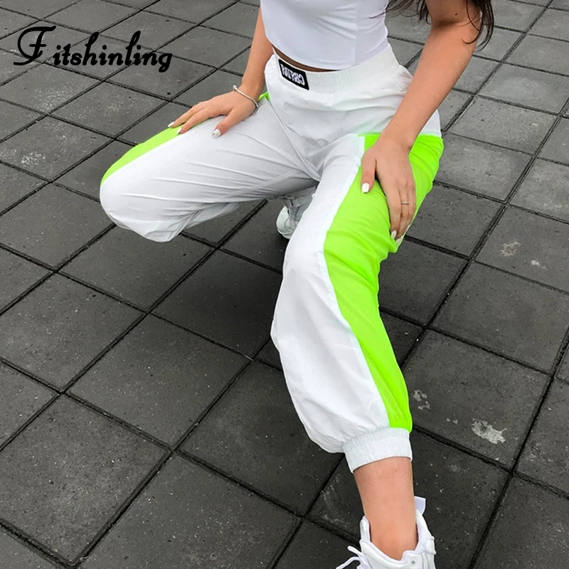 Fitshinling неоновые сетчатые штанишки для женщин уличная Свободная белая мода