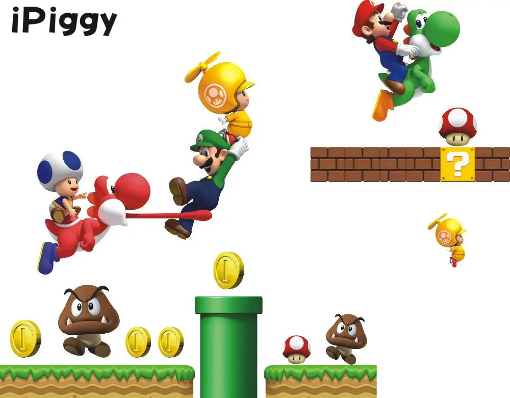Ipiggy Super Mario Brothers DIY Настенная Наклейка для украшения дома наклейки комнаты