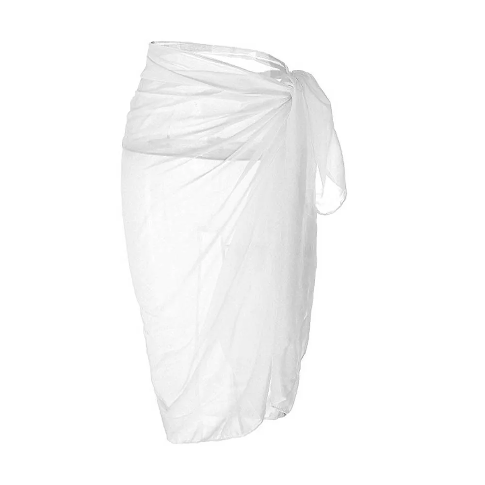 Womail 2019 Spring Summer Women Chiffon Swimwear Pareo Scarf Beach Cover Up Wrap Kaftan Sarong Solid White Z30701 | Женская одежда