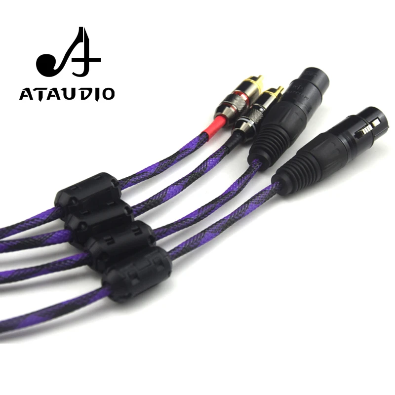 Кабель ATAUDIO Hi Fi с посеребренным RCA на XLR высококачественный кабель 2 папа мама|rca to