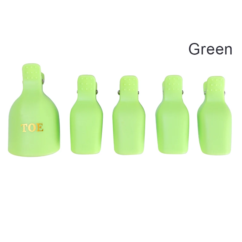 Toe Green 5 шт. УФ-средство для снятия гель-лака обертывания замачивающийся колпачок пластиковый зажим для ногтей для снятия лака для ног и ног маникюрный набор инструментов для дизайна ногтей - Цвет: Toe Green