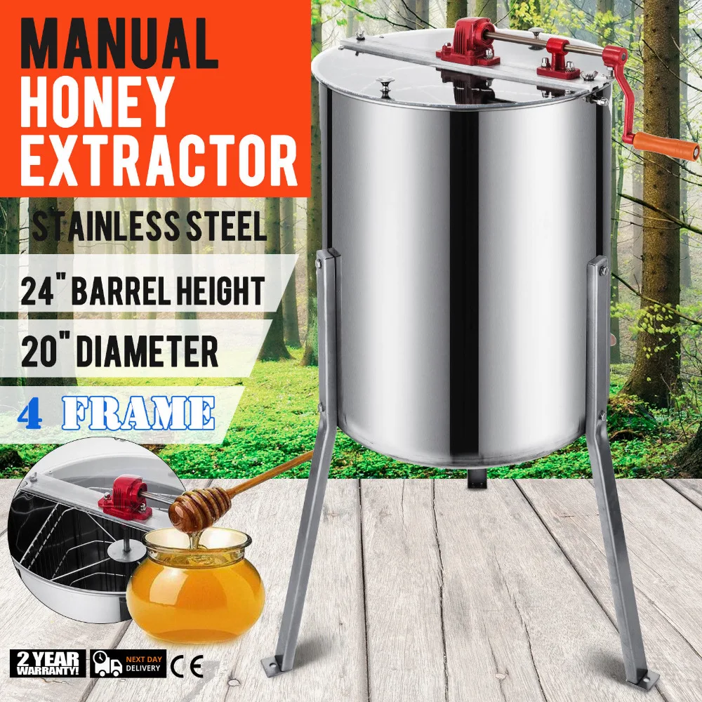

VEVOR Brand New Large 3 Frame Stainless Steel Manual Honey Extractor