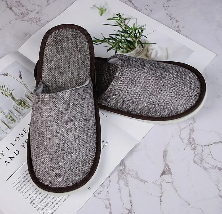 New Home Slippers Hotel Beauty Salon Travel Disposable Slippers Couple Models Linen Soft Comfortable Light Room Slippers Men