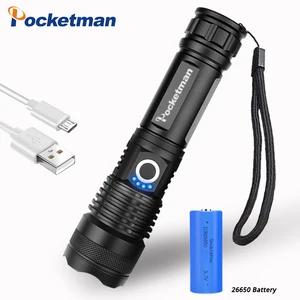 Фонарик с аккумулятором 30000 или 18650, 26650 лм, 5 режимов