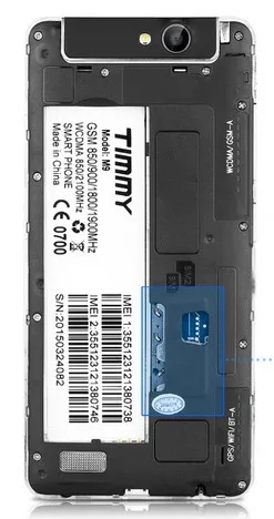 Оригинальный TIMMY M9 телефон батарея 2000 мАч для Android 4 MTK6582 Quad Core 5 0 дюймов мобильный