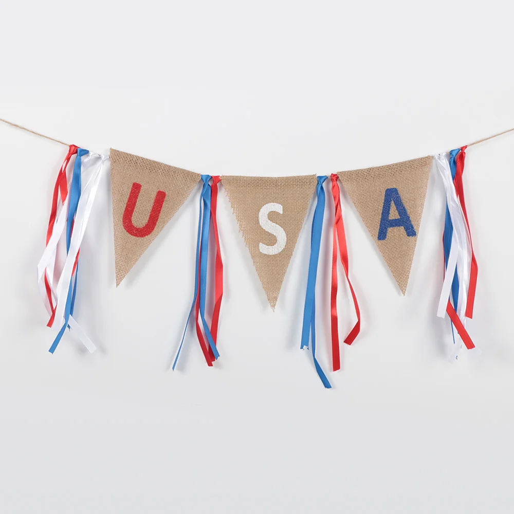 США День Независимости декоративный флаг DIY Национальный день льняные цветные
