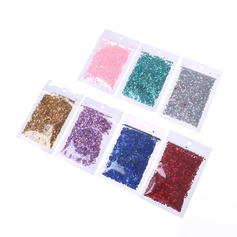 

10g/Pack Crystal Slime Four Star Glitter Ultra-thin Slices Nails Art Tips Box Accessories DIY Decoration Toys For Kids Model