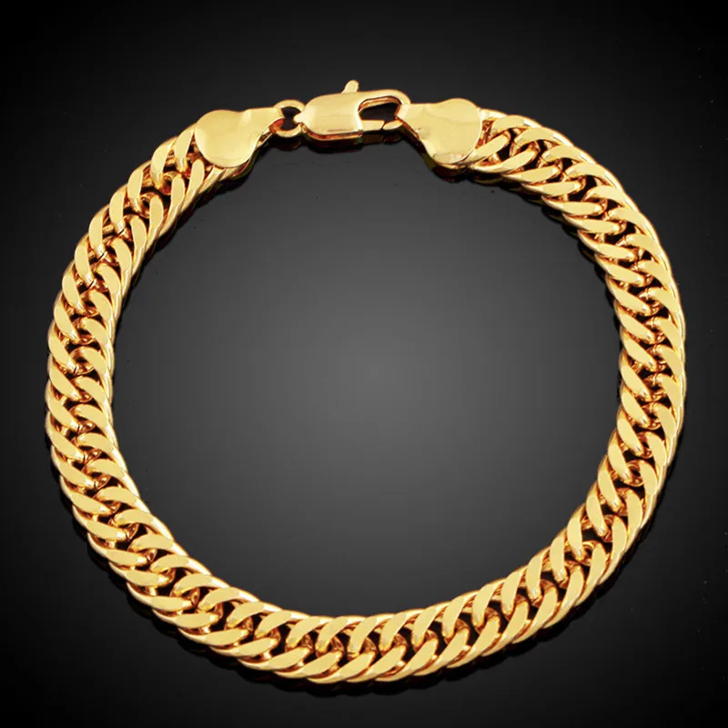 Браслет для мужчин ювелирные изделия оптовая продажа Модный золотой цвет 21 см 10