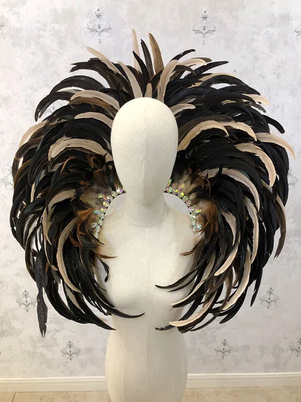 Одежда с перьями для выступлений на сцене Карнавальный головной убор Вечерние