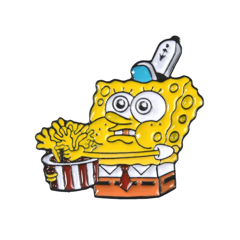 style 10 GDHY SpongeBob аниме серия брошь 16 видов стилей губка-Боб эмалированные булавки морские звезды Барнакл мальчик дом в форме ананаса для детей Кнопка значок - Окраска металла: style 10