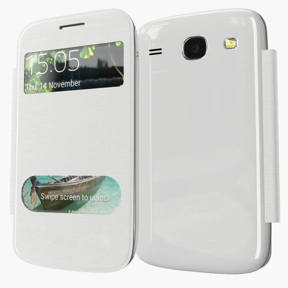 Кожаный чехол с откидной крышкой и открытым окошком для Samsung Galaxy Core i8262 i8260 8260|case