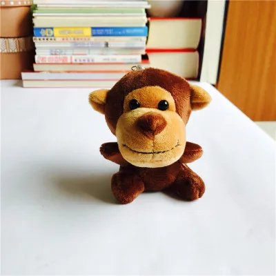 monkey 10 см брелок Обезьяна Слон лев тигр олень Леопард жираф плюшевые игрушки животные мобильный телефон кулон животные подарки для детей - Цвет: monkey