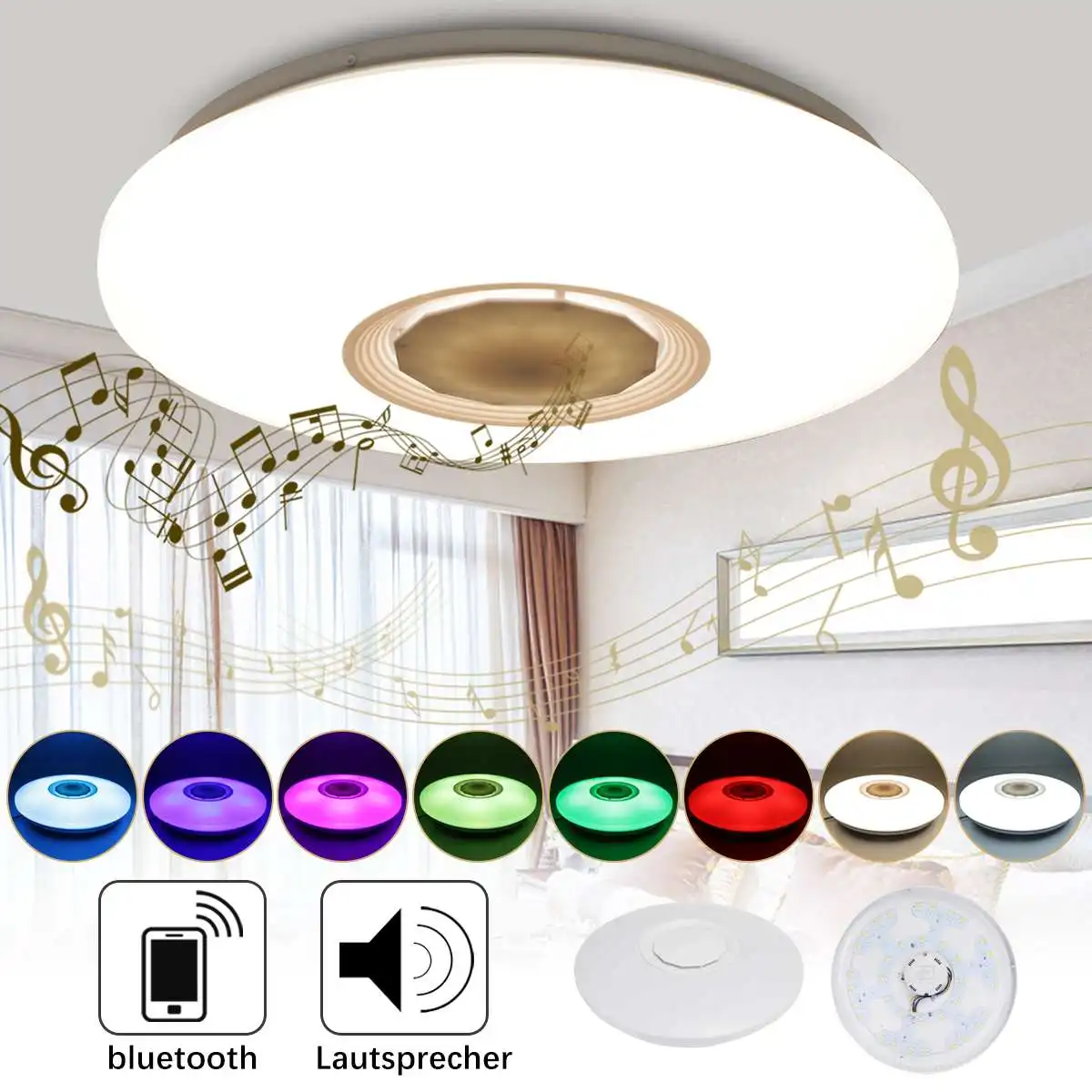 Потолочный светильник с регулируемой яркостью музыка bluetooth динамик лампа