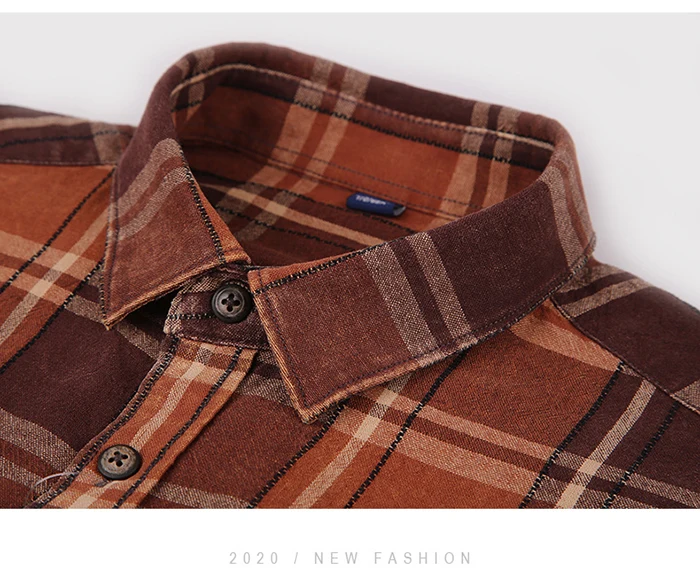 U&SHARK Spring New Mens Plaid Casual Shirts Long Sleeve Cotton Soft Dress Shirt Social Male Retro Style Camiseta Masculina