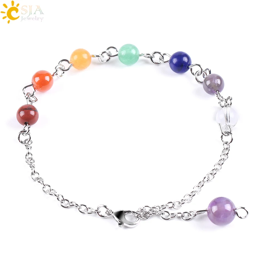 CSJA медитация Рейки Исцеление 7 Чакра Йога браслет для женщин натуральный