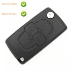 Сменный Чехол для пульта дистанционного управления для Citroen C8 C2 C3 C4 C4L, 4 кнопки, чехол для пустого ключа с батарейным отсеком на лезвии