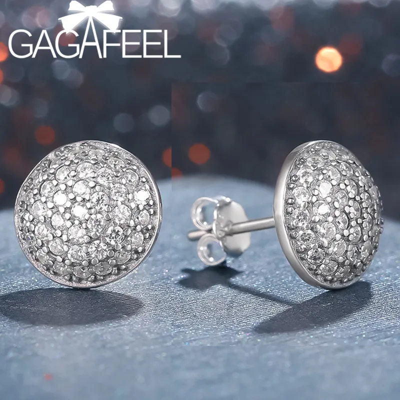 GAGAFEEL, полный CZ Кристалл, серьги для женщин, девочек, 925 пробы, серебряные серьги, серьги-гвоздики, антиаллергенные, рождественский подарок