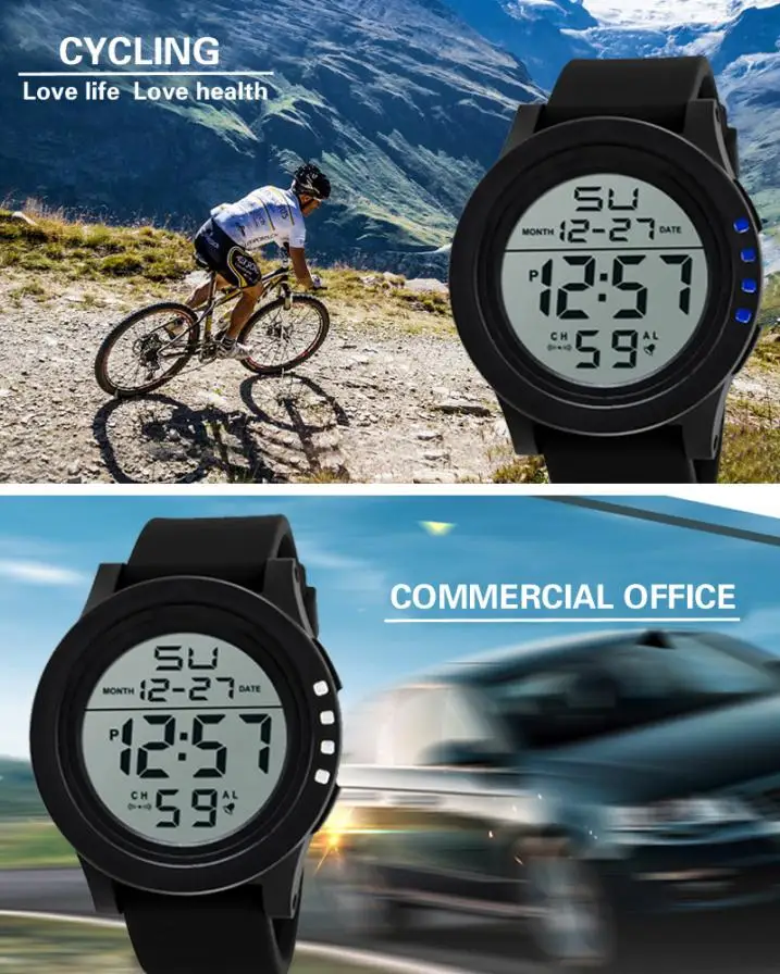 Модные мужские спортивные часы водонепроницаемые уличные забавные цифровые