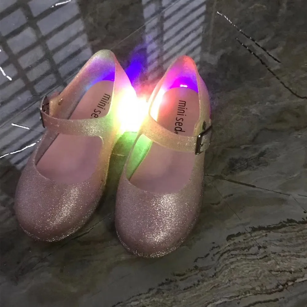 Мини Melissa новинка 2019 светодиодный мигающий светильник прозрачные сандалии для