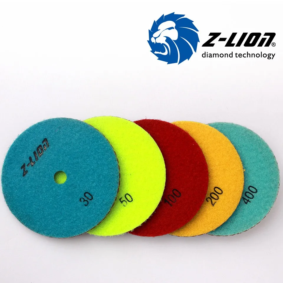 Z-LION 4&quot Copper Diamond Polishing Pads 5 Pcs 100mm Grinding Wheel Stone Granite Concrete Marble Surface Disks | Инструменты