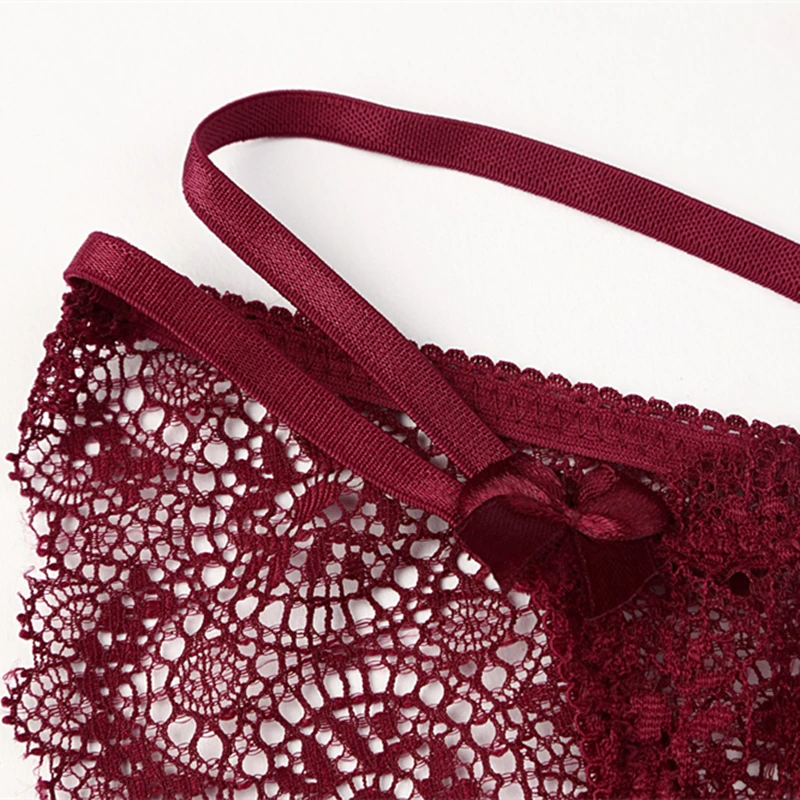 Сексуальные трусики полностью кружевные прозрачные женские с перекрестным