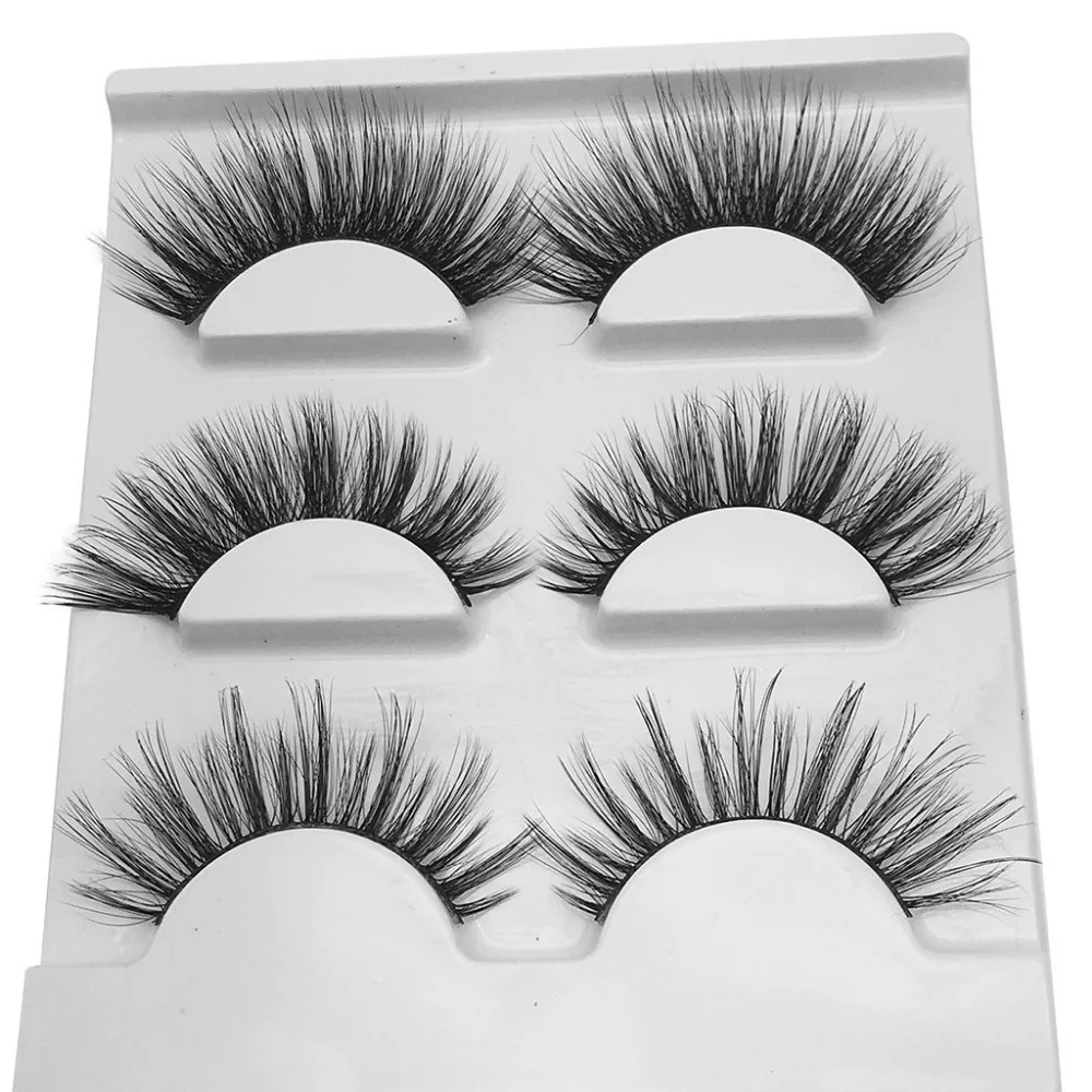 Объемные Накладные ресницы 3 пары смешанных насадок натуральные ручные