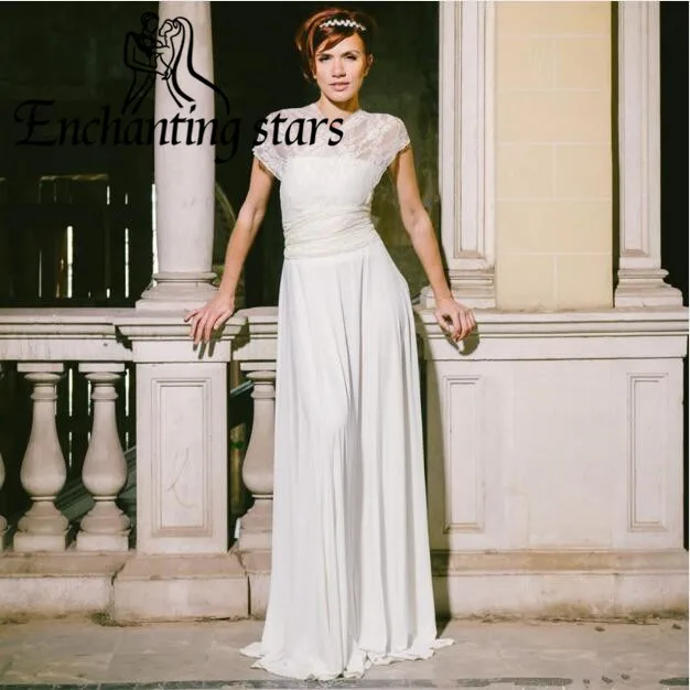 2017 Высокое Качество Шифон Оболочка Свадебные Платья с V-образным Вырезом Спинки