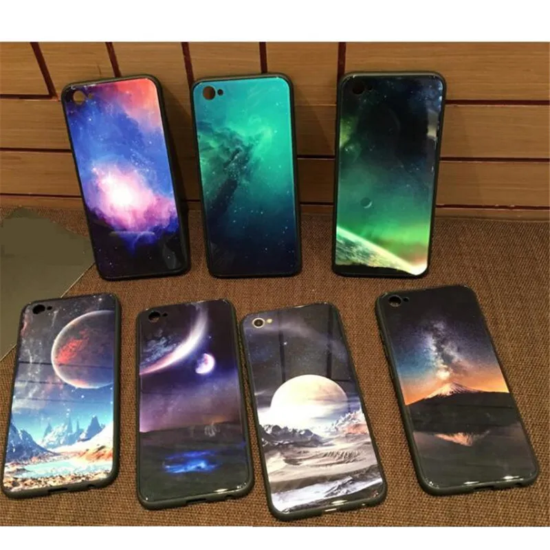 UVR жесткий чехол из закаленного стекла для задней панели телефона Cosmic Planet iPhone X 6 6s