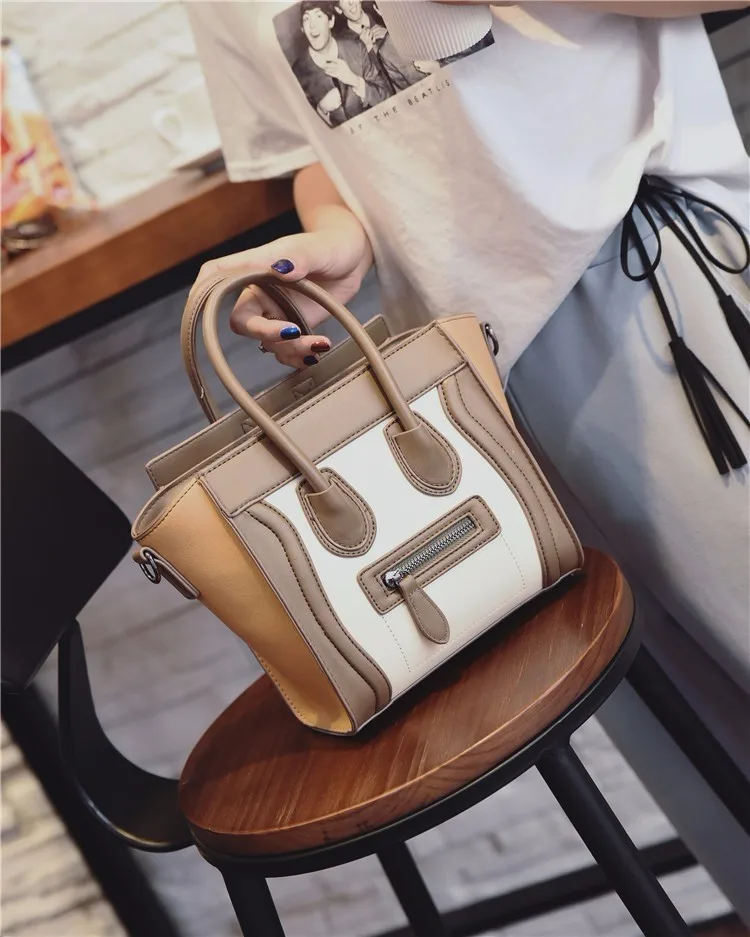 Bolsos Mujer, трапециевидная смайликовая сумка, роскошная Брендовая женская сумка из искусственной кожи, сумка через плечо от известного дизайнера, сумки через плечо