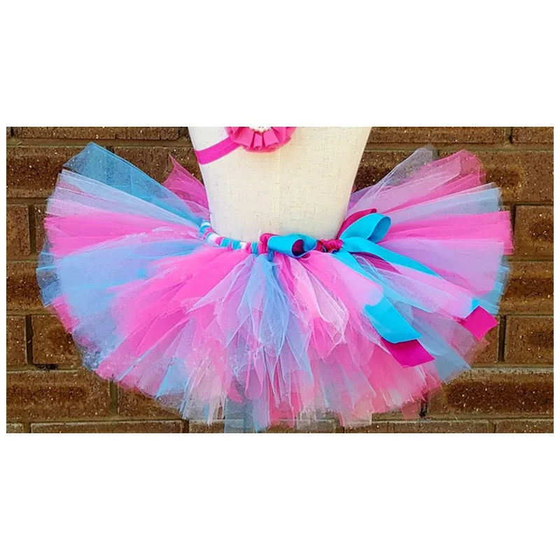 only one skirt Мини-юбка-пачка с голубыми и розовыми цветами, юбка-пачка для девочек с повязкой на голову, детский праздничный костюм-пачка для дня рождения, PQ181 - Цвет: only one skirt