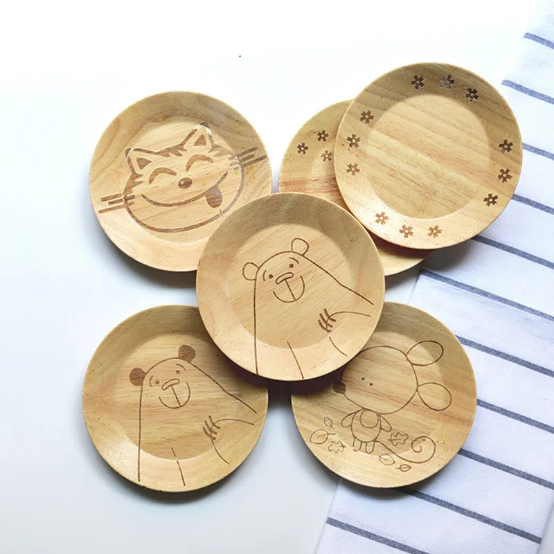 Деревянное блюдо творческий мультфильм деревянные тарелка плоская пластина