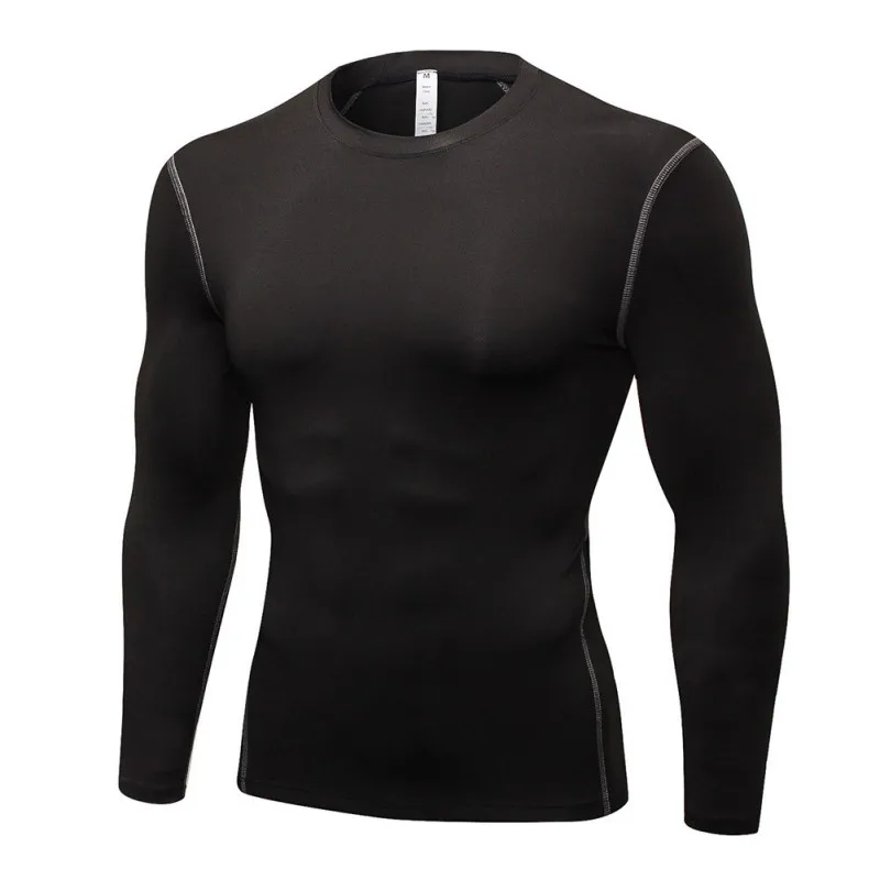 

Mens Fitness Long Sleeve Rashguard T Shirt Bodybuilding Tight Compression Shirt Elastic Gym Sports Running Tops Cycling Clothing