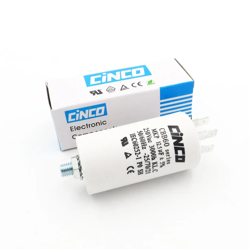 12 5 MFD 250VAC CBB60 моторные конденсаторы полипропиленовая пленка 250V 220V Водяной насос